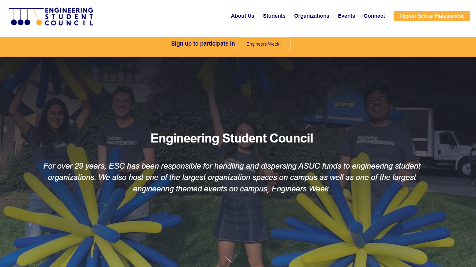 Screenshot of ESC Website on April 23rd, 2021